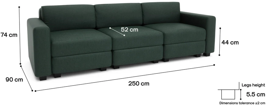 Citysofa 3 vietų modulinė sofa GRACIA - Žalia
