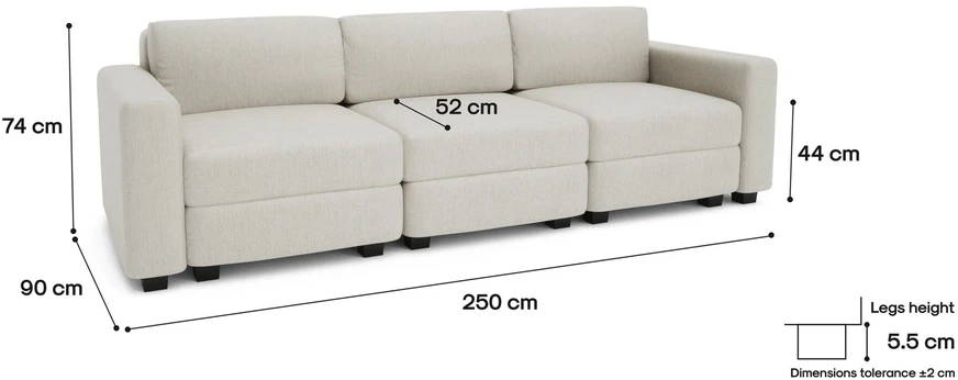 Citysofa 3 vietų modulinė sofa GRACIA - Kreminė smėlio