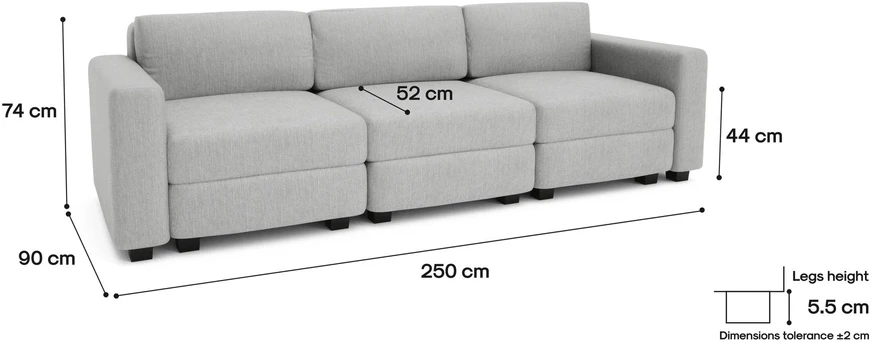Citysofa 3 vietų modulinė sofa GRACIA - Pilka