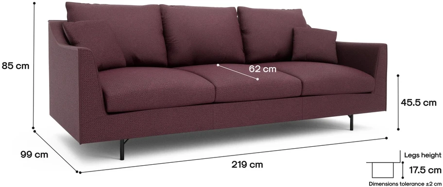 Citysofa 3 vietų sofa Alfama - Bordo
