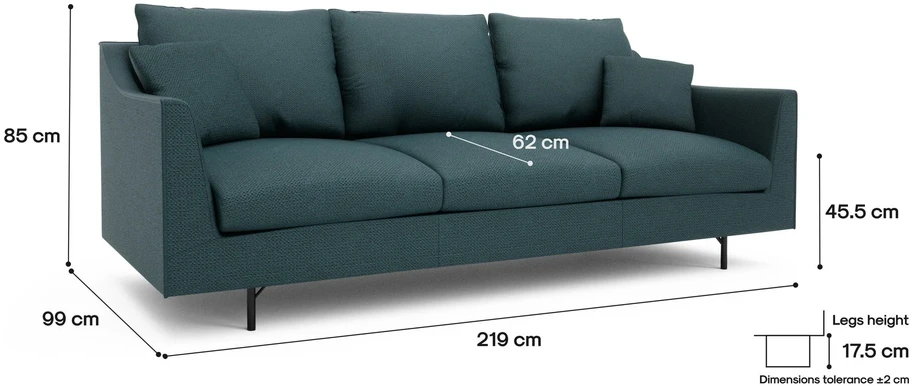 Citysofa 3 vietų sofa Alfama - Gili mėlyna