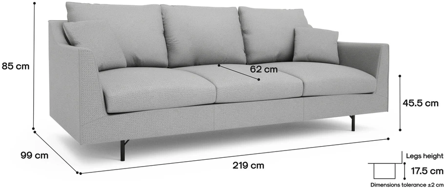 Citysofa 3 vietų sofa Alfama - Pilka
