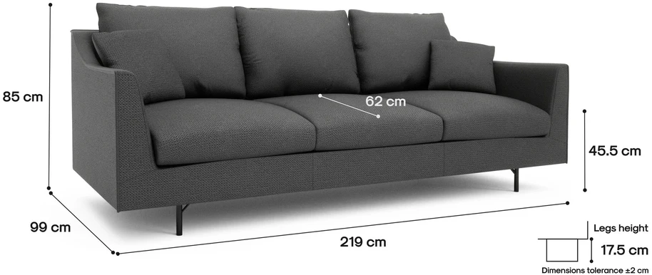 Citysofa 3 vietų sofa Alfama - Tamsiai pilka