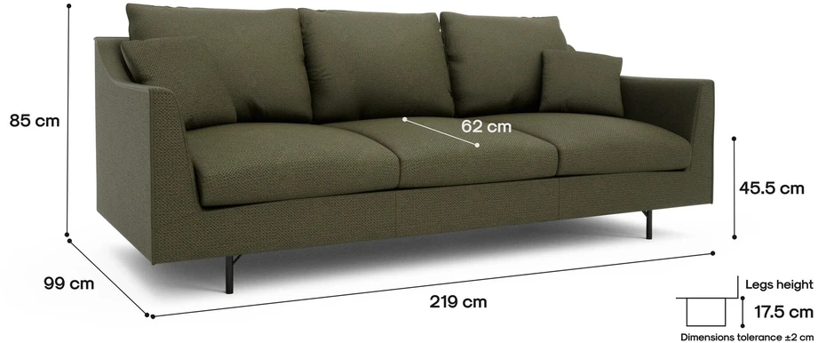 Citysofa 3 vietų sofa Alfama - Žalia