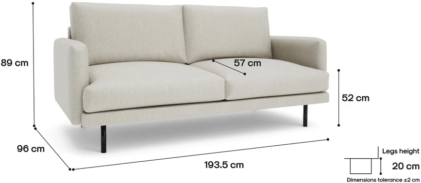 Citysofa 3 vietų sofa Brera - Kreminė smėlio