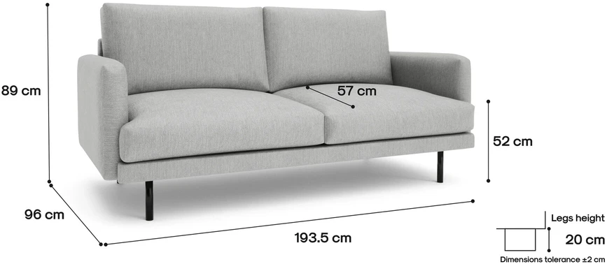 Citysofa 3 vietų sofa Brera - Pilka