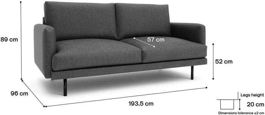 Citysofa 3 vietų sofa Brera - Tamsiai pilka