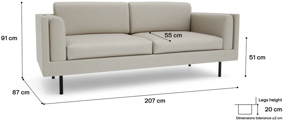 Citysofa 3 vietų sofa Chelsea - Kreminė