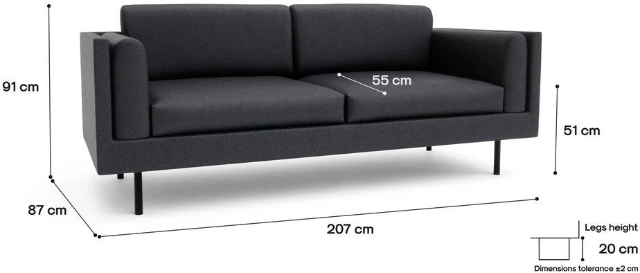 Citysofa 3 vietų sofa Chelsea - Pilka