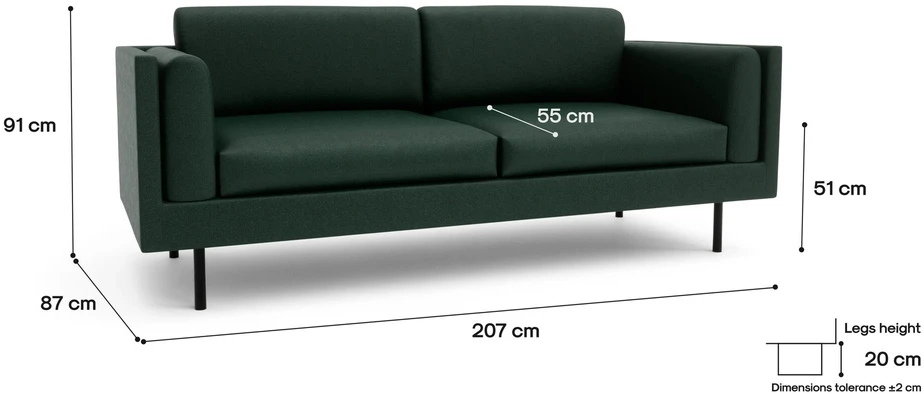 Citysofa 3 vietų sofa Chelsea - Žalia