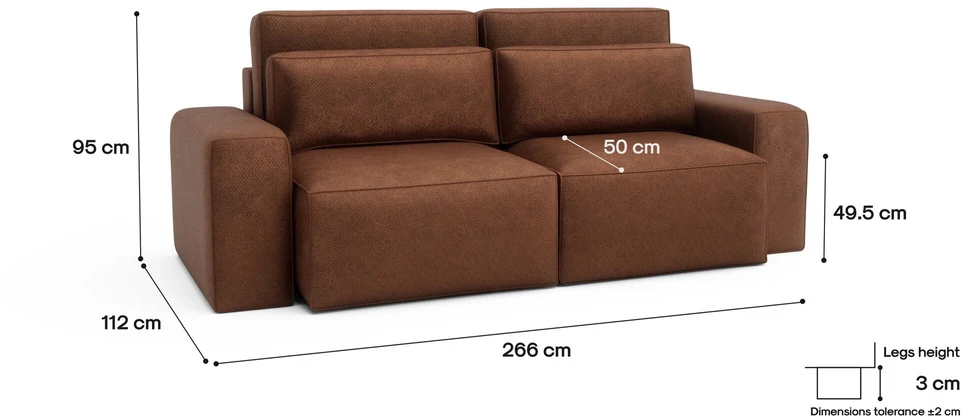 Citysofa 3 vietų sofa-lova Jordaan - Plytų
