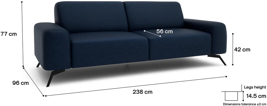 Citysofa 3 vietų sofa Soho - Gili mėlyna