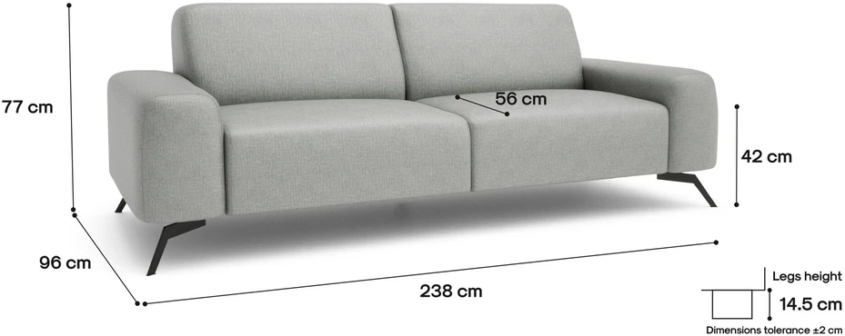 Citysofa 3 vietų sofa Soho - Sidabro