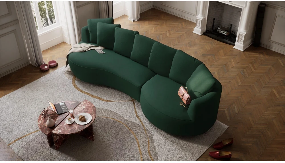 Citysofa 4 vietų dešinioji kampinė sofa Belleville - Žalia
