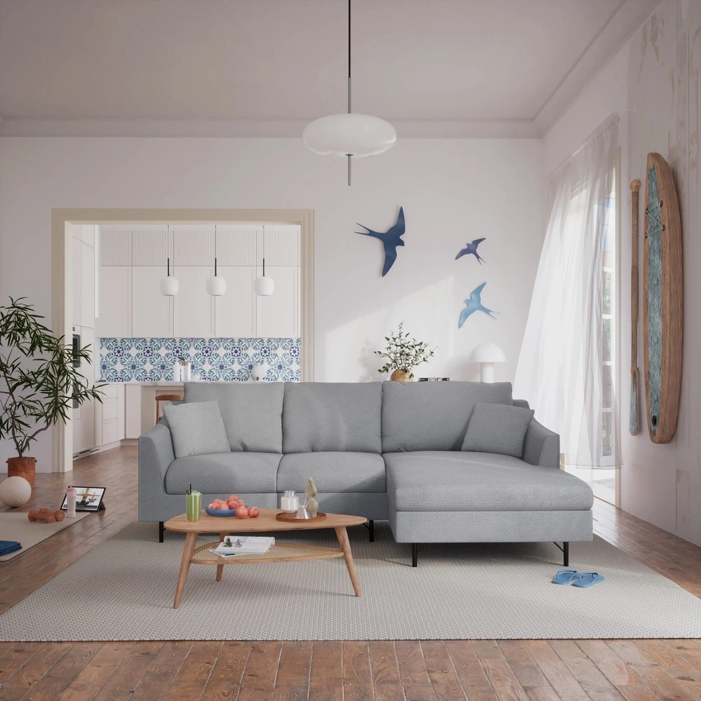 Citysofa 4 vietų dešinioji kampinė sofa Alfama - Pilka