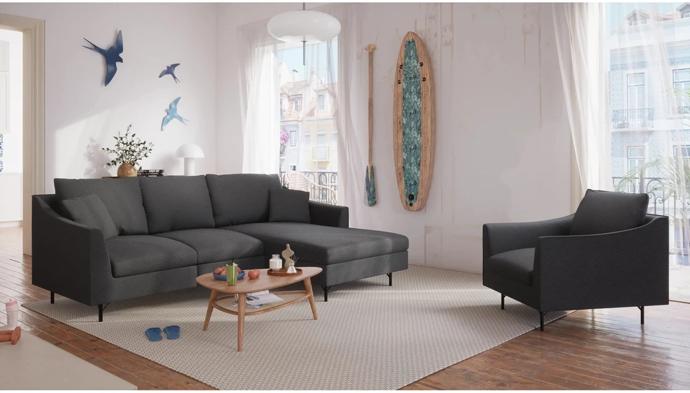 Citysofa 4 vietų dešinioji kampinė sofa Alfama - Tamsiai pilka