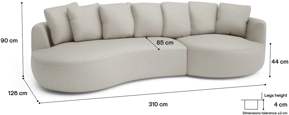 Citysofa 4 vietų dešinioji kampinė sofa Belleville - Kreminė