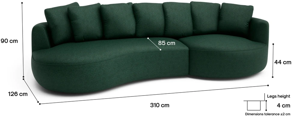 Citysofa 4 vietų dešinioji kampinė sofa Belleville - Žalia