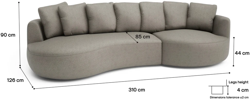 Citysofa 4 vietų dešinioji kampinė sofa Belleville - Taupe