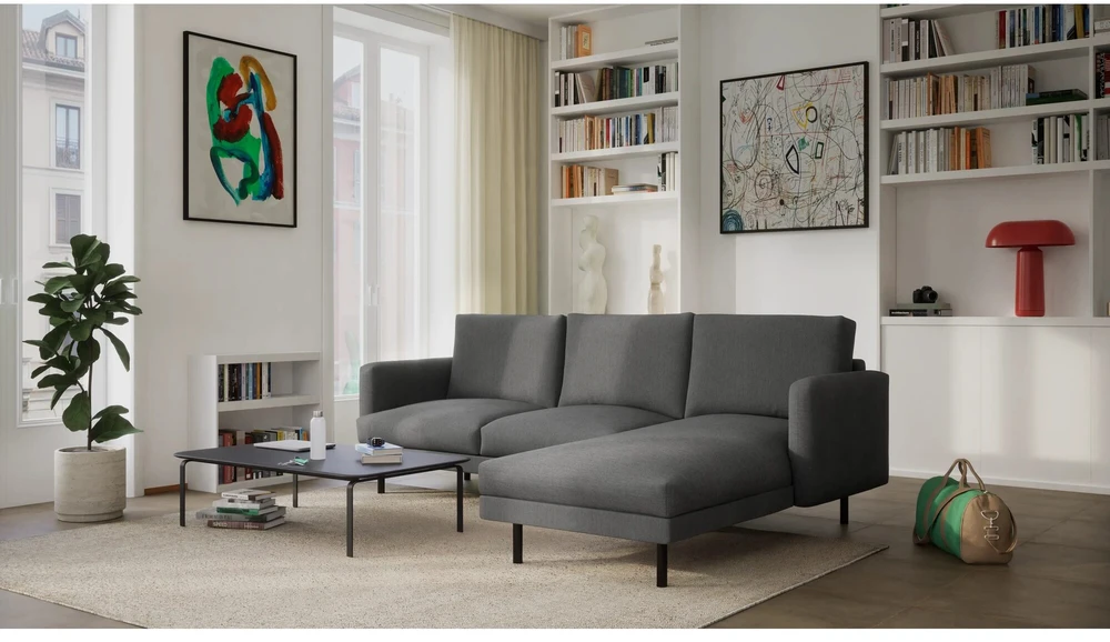 Citysofa 4 vietų dešinioji kampinė sofa Brera - Tamsiai pilka