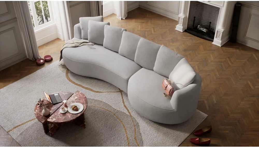 Citysofa 4 vietų dešinioji kampinė sofa Belleville - Sidabro