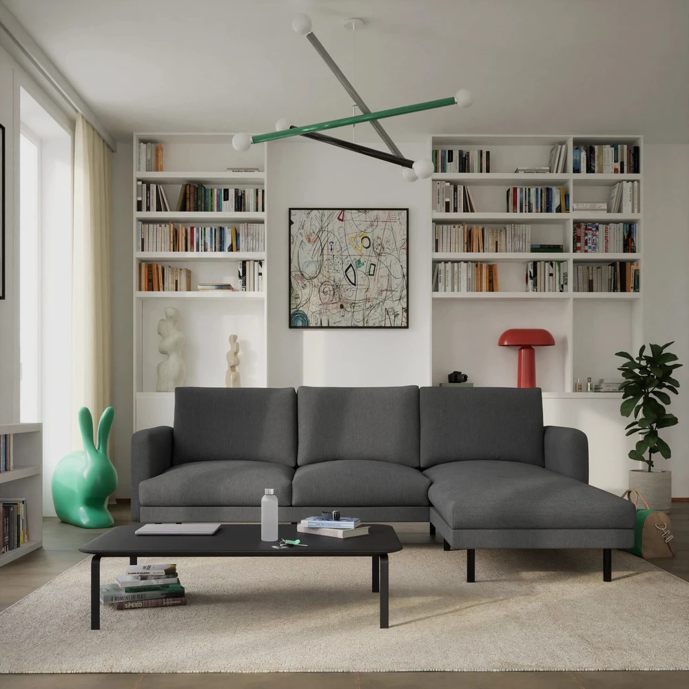 Citysofa 4 vietų dešinioji kampinė sofa Brera - Tamsiai pilka