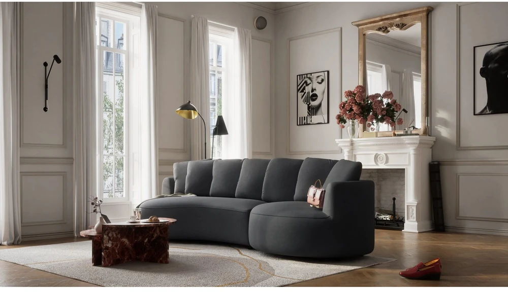 Citysofa 4 vietų dešinioji kampinė sofa Belleville - Pilka