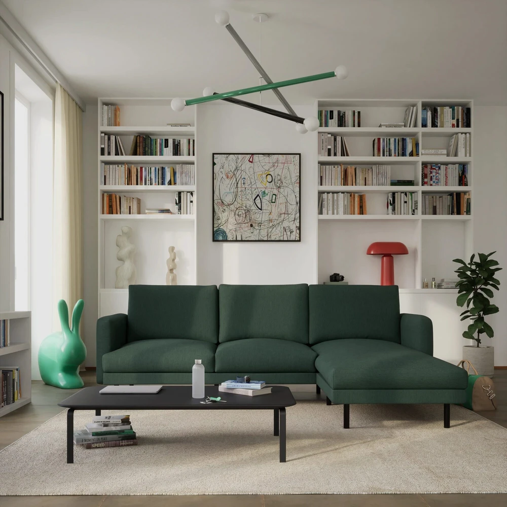 Citysofa 4 vietų dešinioji kampinė sofa Brera - Žalia