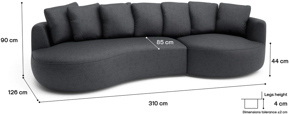 Citysofa 4 vietų dešinioji kampinė sofa Belleville - Pilka