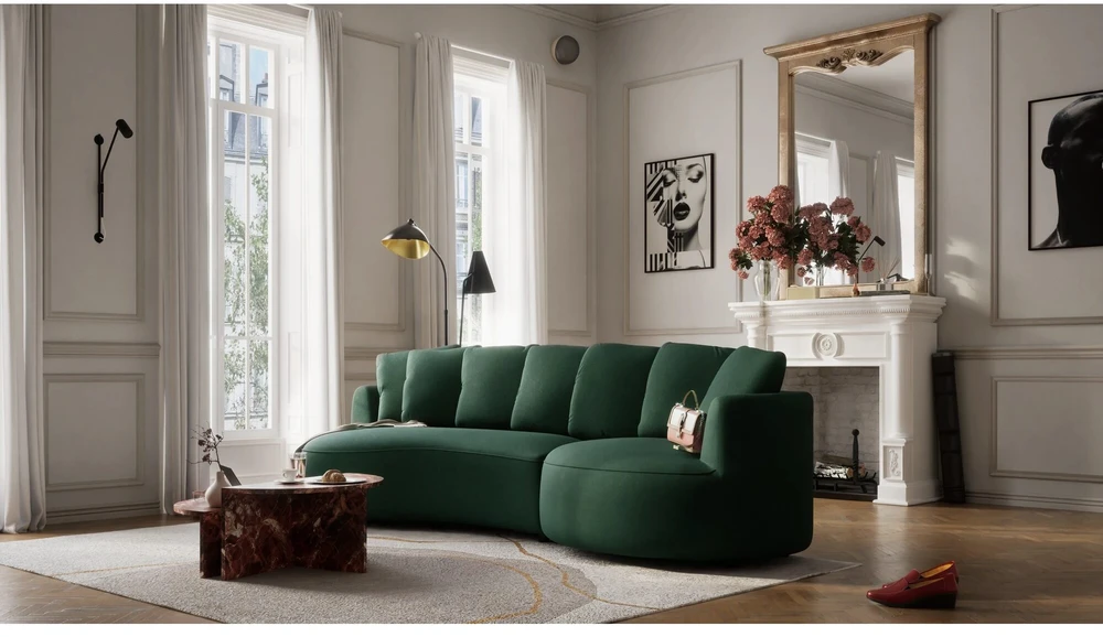 Citysofa 4 vietų dešinioji kampinė sofa Belleville - Žalia