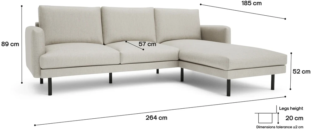 Citysofa 4 vietų dešinioji kampinė sofa Brera - Kreminė smėlio