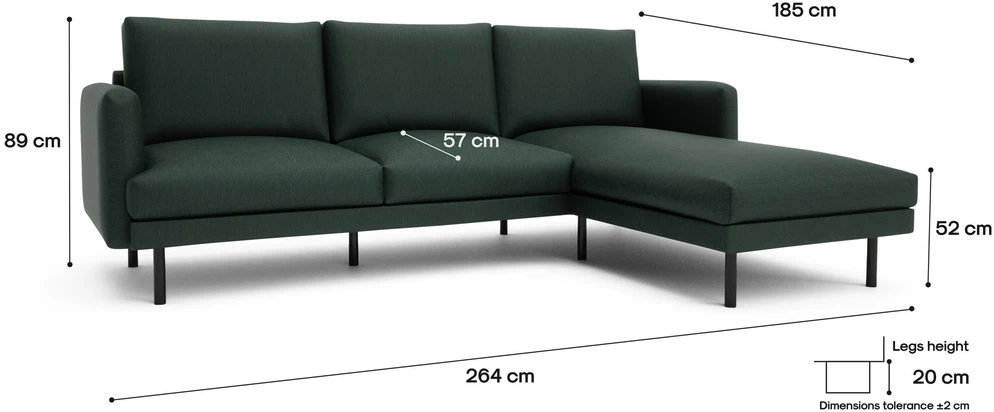 Citysofa 4 vietų dešinioji kampinė sofa Brera - Žalia