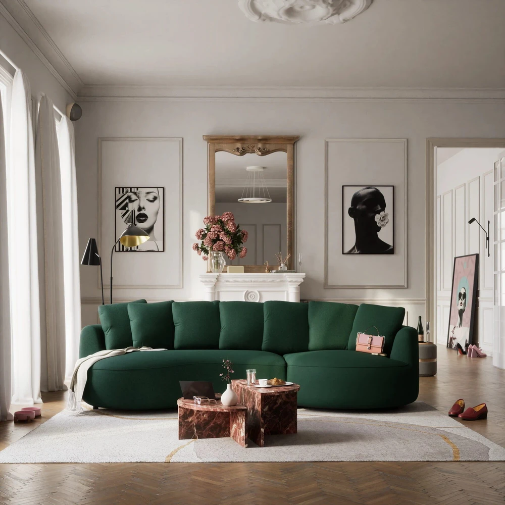 Citysofa 4 vietų dešinioji kampinė sofa Belleville - Žalia