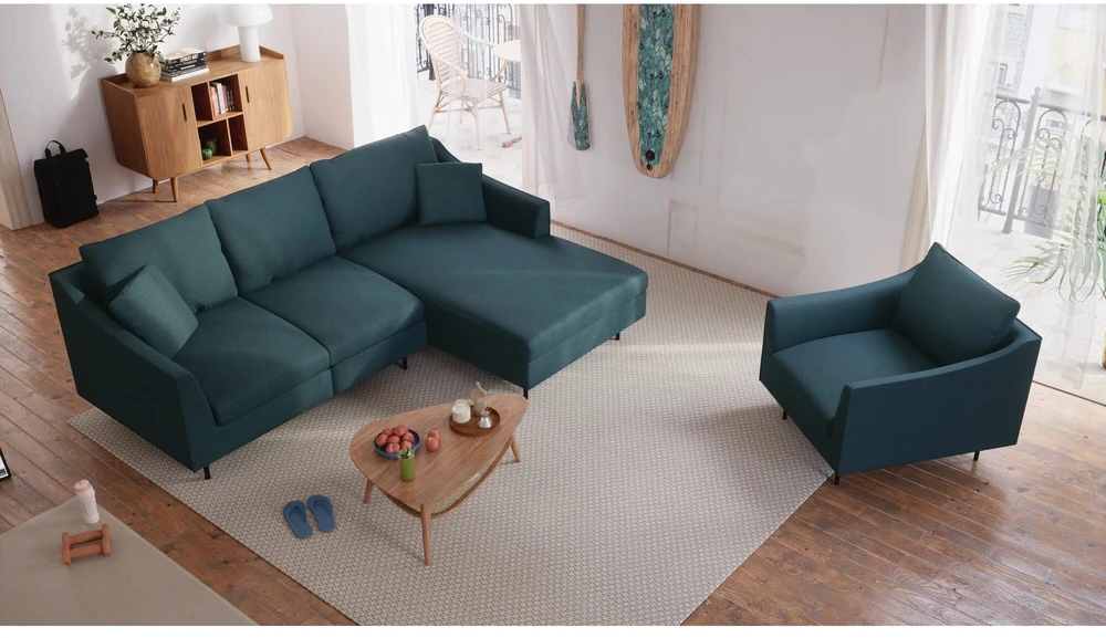 Citysofa 4 vietų dešinioji kampinė sofa Alfama - Gili mėlyna