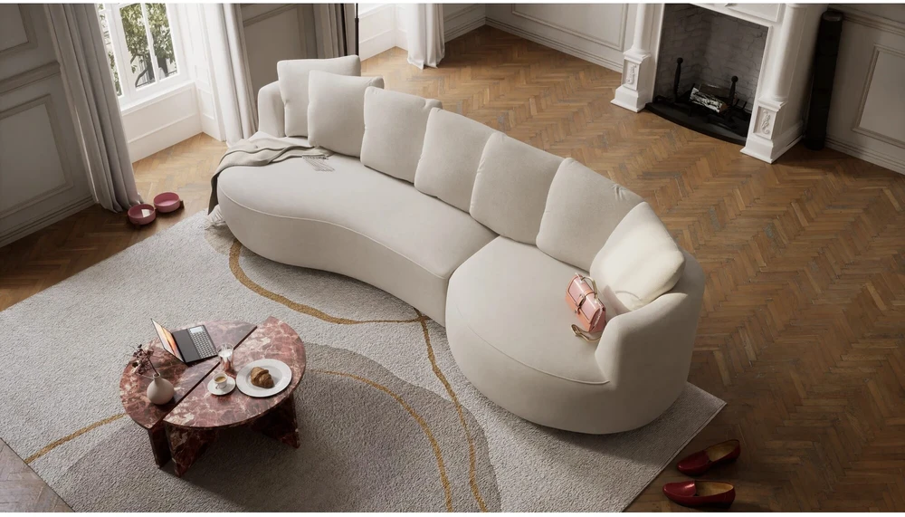 Citysofa 4 vietų dešinioji kampinė sofa Belleville - Kreminė