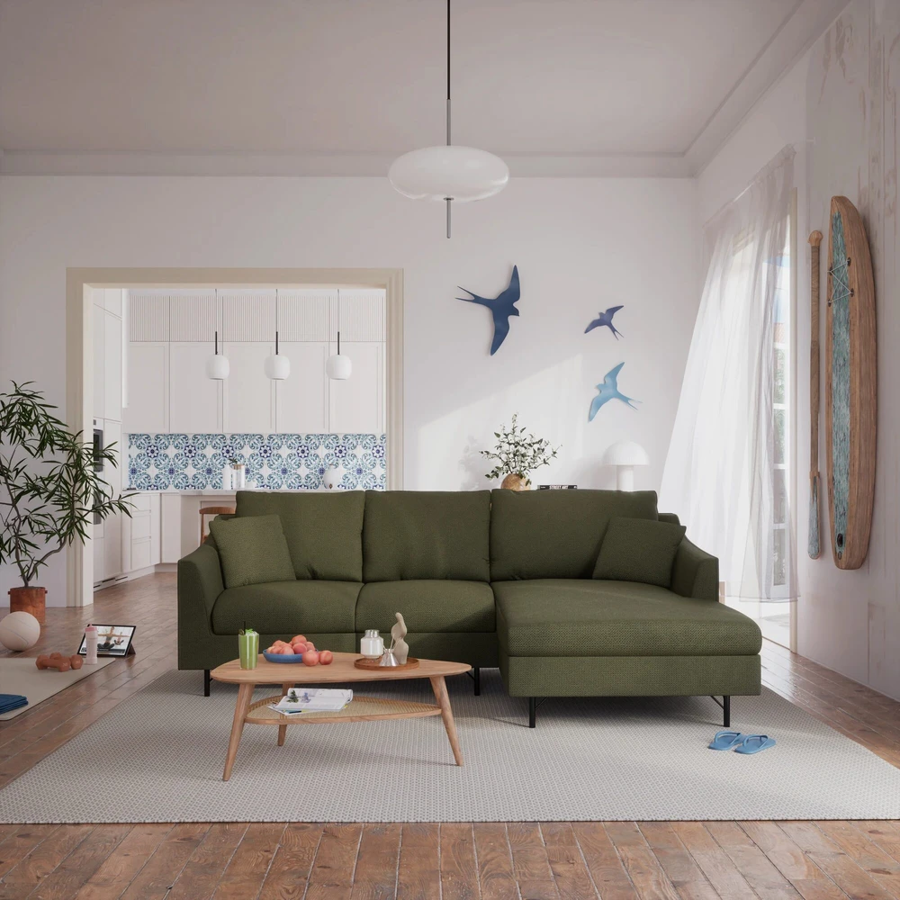 Citysofa 4 vietų dešinioji kampinė sofa Alfama - Žalia