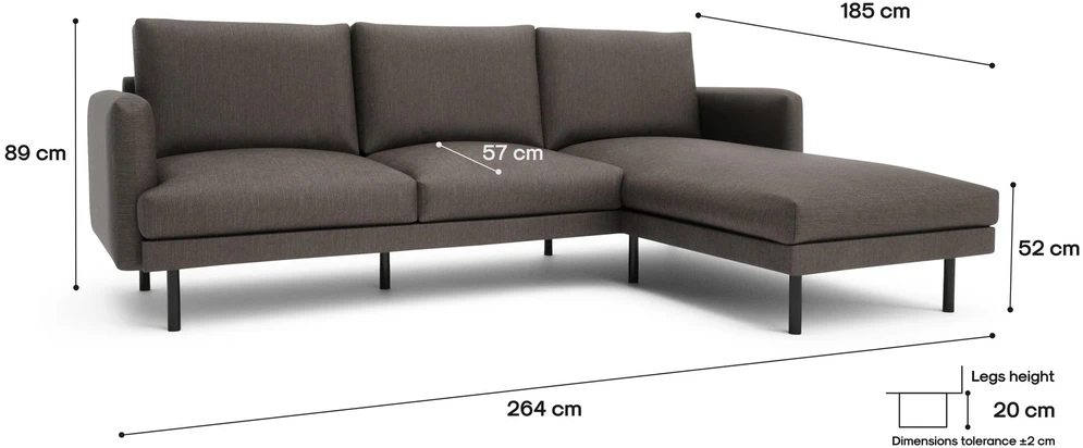 Citysofa 4 vietų dešinioji kampinė sofa Brera - Taupe