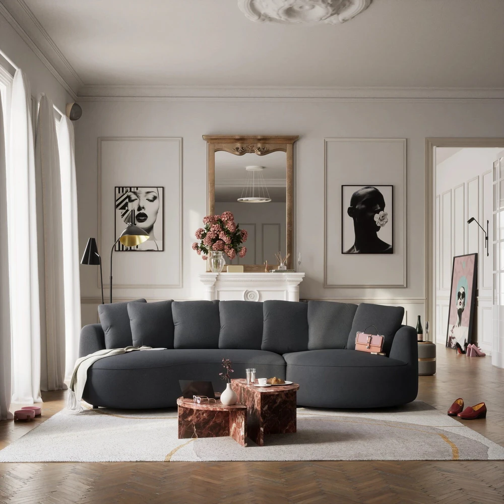Citysofa 4 vietų dešinioji kampinė sofa Belleville - Pilka