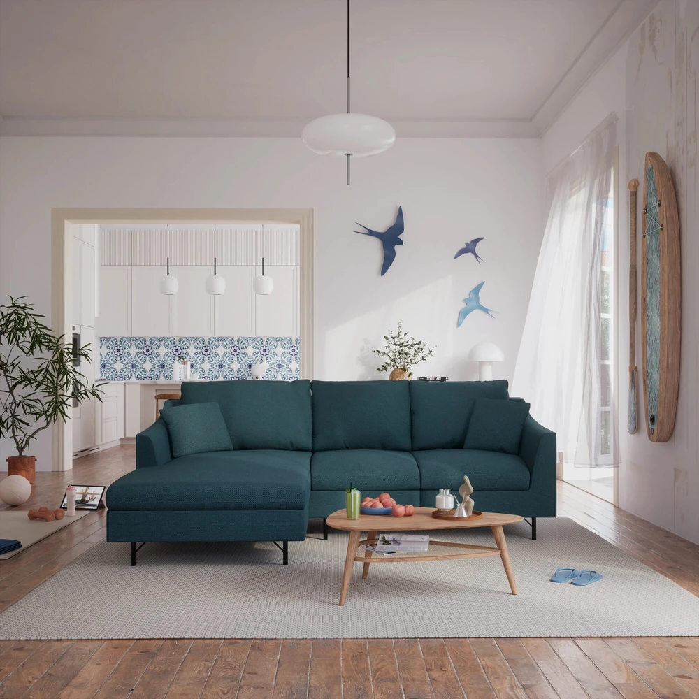 Citysofa 4 vietų kairioji kampinė sofa Alfama - Gili mėlyna