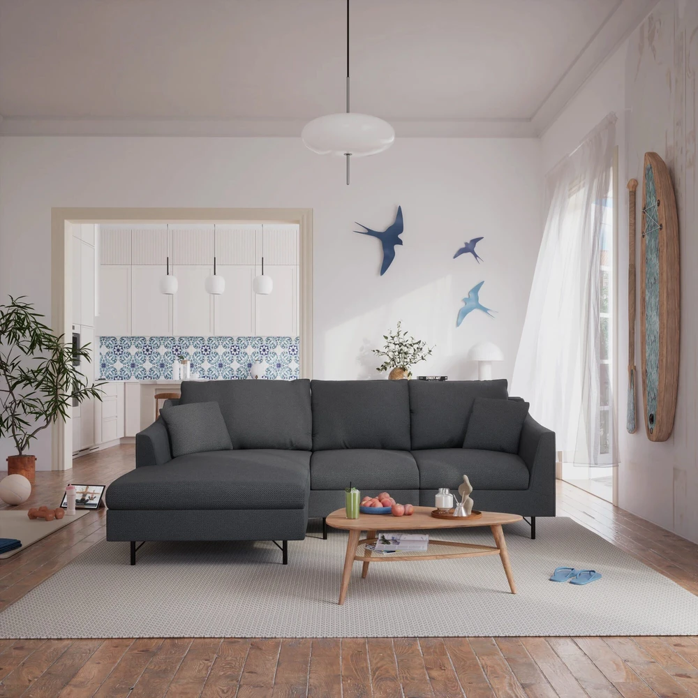 Citysofa 4 vietų kairioji kampinė sofa Alfama - Tamsiai pilka