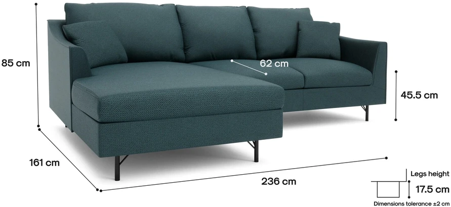 Citysofa 4 vietų kairioji kampinė sofa Alfama - Gili mėlyna