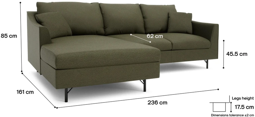 Citysofa 4 vietų kairioji kampinė sofa Alfama - Žalia