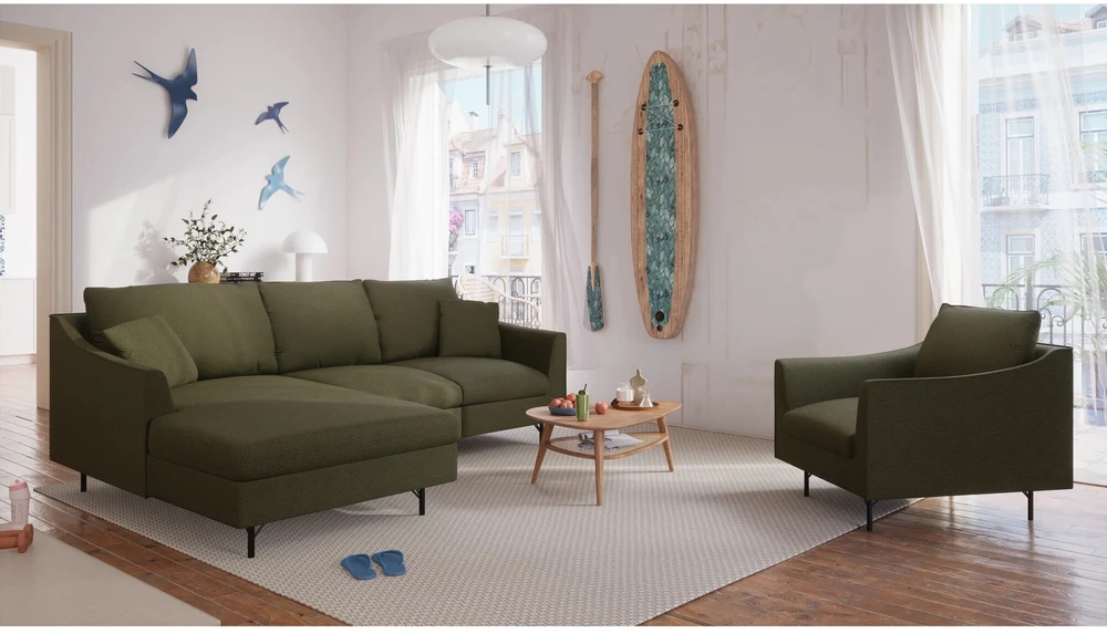 Citysofa 4 vietų kairioji kampinė sofa Alfama - Žalia