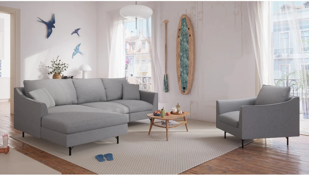 Citysofa 4 vietų kairioji kampinė sofa Alfama - Pilka