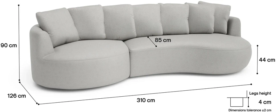 Citysofa 4 vietų kairioji kampinė sofa Belleville - Sidabro