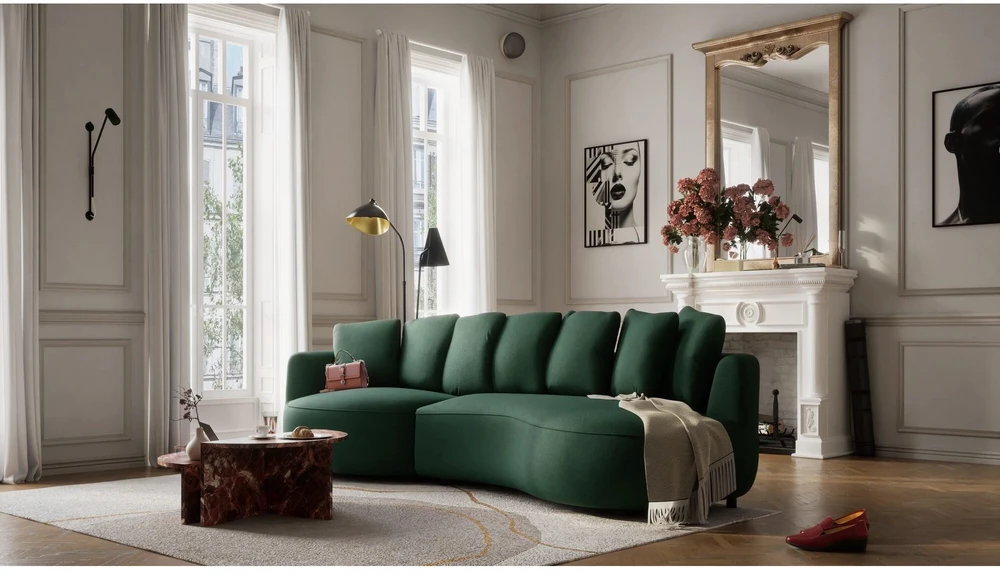Citysofa 4 vietų kairioji kampinė sofa Belleville - Žalia