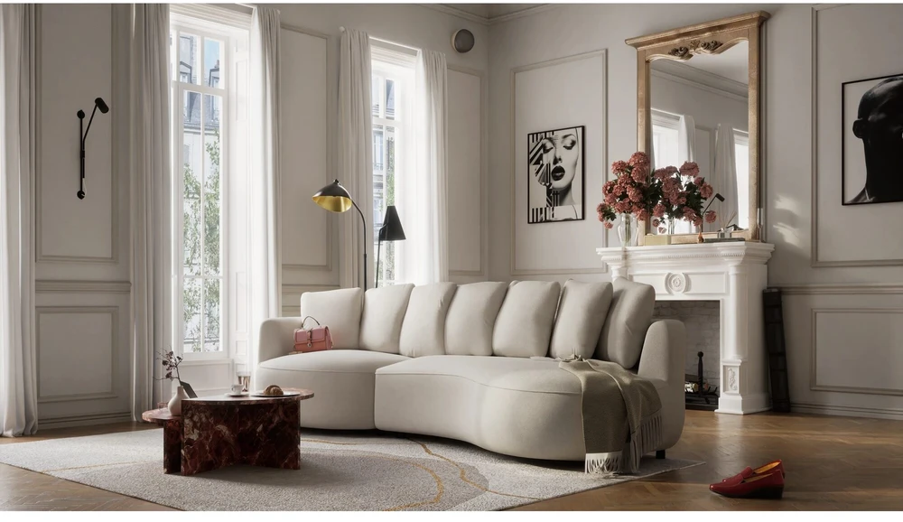 Citysofa 4 vietų kairioji kampinė sofa Belleville - Kreminė