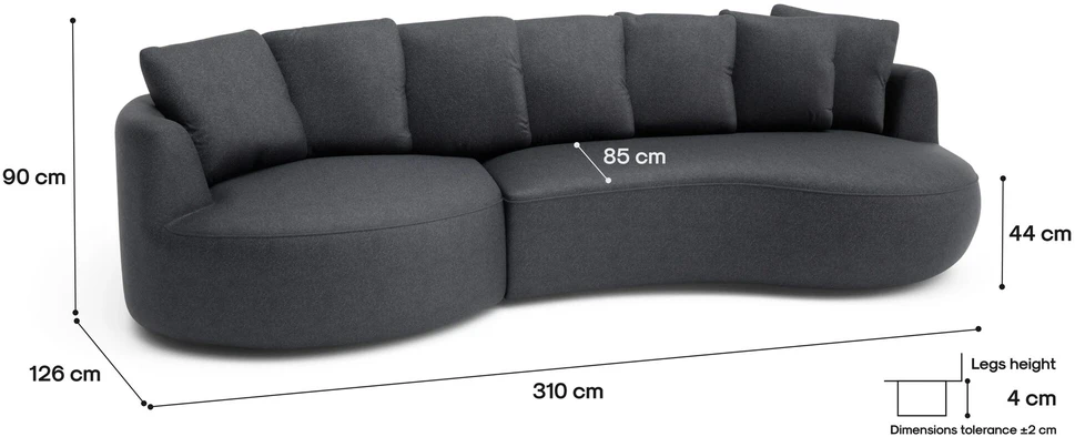 Citysofa 4 vietų kairioji kampinė sofa Belleville - Pilka