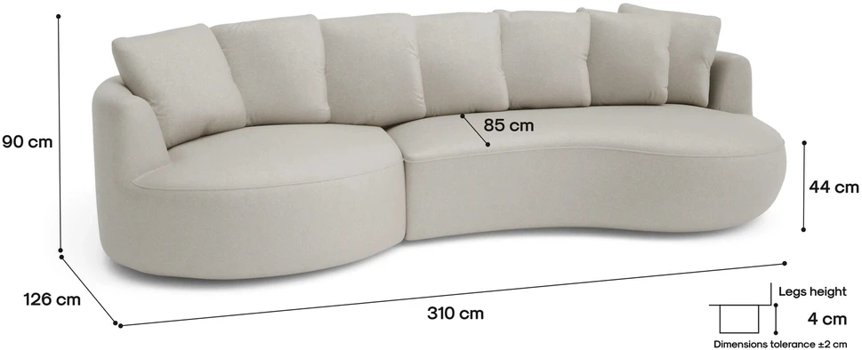 Citysofa 4 vietų kairioji kampinė sofa Belleville - Kreminė