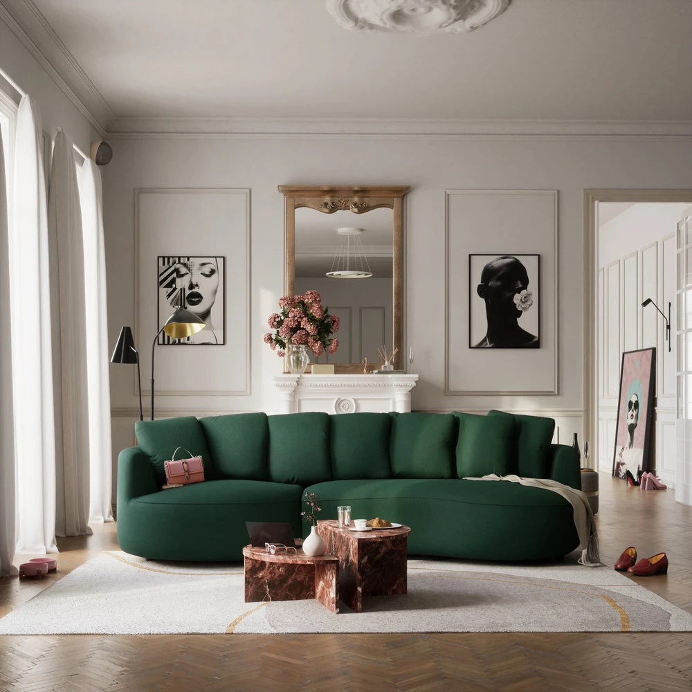 Citysofa 4 vietų kairioji kampinė sofa Belleville - Žalia